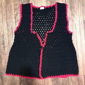 Vintage Handmade Vest Black & Red Excellent Condition!